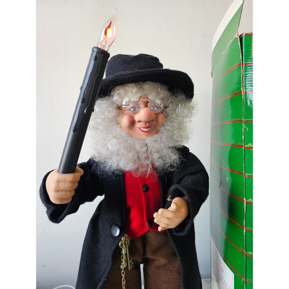 Enchanted forest scrooge vintage elf clock motionette Xmas decor 24-in - Picture 3 of 11